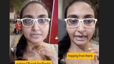 A viral clip offered key advice on CR Park pandal-hopping, urging visitors to use Metro, wear comfy shoes, carry water and arrive early. (Instagram/auda.belle) A viral clip offered key advice on CR Park pandal-hopping, urging visitors to use Metro, wear comfy shoes, carry water and arrive early. (Instagram/auda.belle)