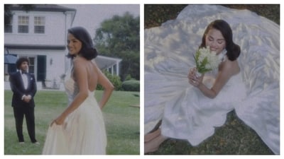 Selena Gomez's wedding dress was a stunning Ralph Lauren gown – it was sleeveless and featured a high neck, open back design, and floral detailing. Selena Gomez's wedding dress was a stunning Ralph Lauren gown – it was sleeveless and featured a high neck, open back design, and floral detailing.