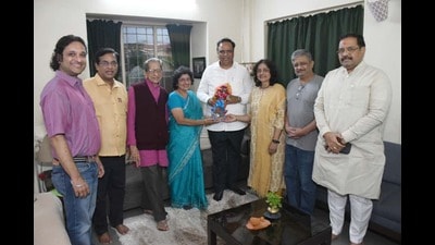 The announcement, made during Shelar’s visit to Phadnis’ residence in Pune, marks a historic recognition of the centenarian’s contribution to Indian caricature and satire. (HT) The announcement, made during Shelar’s visit to Phadnis’ residence in Pune, marks a historic recognition of the centenarian’s contribution to Indian caricature and satire. (HT)