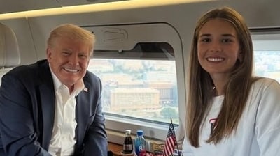 Kai Trump granddaughter of President Donald Trump unveiled her new clothing brand this week and showcased one of its signature pieces at the 2025 Ryder Cup (@kaitrumpgolfer/Instagram)