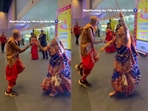In colourful traditional outfits, the elderly couple brought energy and joy to the garba night.