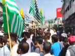 Visuals on social media showed massive gatherings of people raising slogans. (Image: ANI) Visuals on social media showed massive gatherings of people raising slogans. (Image: ANI)
