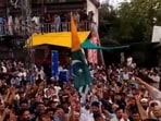 Videos shared on social media showed massive gatherings of people raising slogans and waving flags. Videos shared on social media showed massive gatherings of people raising slogans and waving flags.