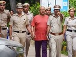 Self-styled godman Chaitanyananda Saraswati, who allegedly sexually harassed multiple students at a private institute, after his arrest from Agra on Sunday, September 28, 2025. 