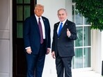 US President Donald Trump, left, and Benjamin Netanyahu, Israel's prime minister, during an arrival ceremony outside the West Wing of the White House in Washington, DC, US, on Sept. 29, 2025. US President Donald Trump, left, and Benjamin Netanyahu, Israel's prime minister, during an arrival ceremony outside the West Wing of the White House in Washington, DC, US, on Sept. 29, 2025.