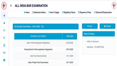 AIBE 20: Registration begins at allindiabarexamination.com, direct link to apply here AIBE 20: Registration begins at allindiabarexamination.com, direct link to apply here