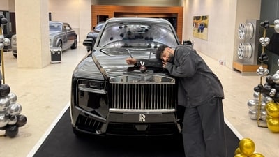 Rapper Badshah with his swanky new Rolls-Royce Cullinan, a glimpse of which he posted on social media.