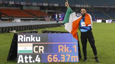 India's Rinku reacts after the men's javelin throw F46 final. (REUTERS) India's Rinku reacts after the men's javelin throw F46 final. (REUTERS)