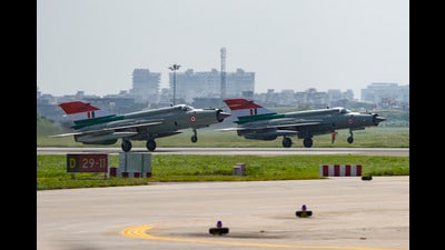 Indian Air Force MiG-21 aircraft during the decommissioning ceremony on Friday. (PTI)