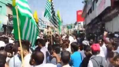 Visuals on social media showed massive gatherings of people raising slogans. (Image: ANI) Visuals on social media showed massive gatherings of people raising slogans. (Image: ANI)