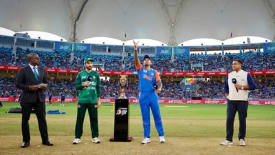 India's captain Suryakumar Yadav and Pakistan's captain Salman Agha at the toss. (Creimas/Asian Cricket Council) India's captain Suryakumar Yadav and Pakistan's captain Salman Agha at the toss. (Creimas/Asian Cricket Council)