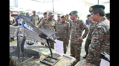 The Army Commander emphasised the role of drones in future warfare and the need for their employment in various domains of Warfare. (HT Photo)