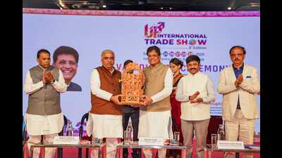 Union minister Piyush Goyal on the closing day of UPITS-2025 in Lucknow on Monday (HT) Union minister Piyush Goyal on the closing day of UPITS-2025 in Lucknow on Monday (HT)