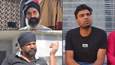 (Clockwise from right) Mandeep Singh, 29, from Punjab's Tarn Taran district plans to go to Dubai for a job; Swaran Singh, father of US deportee Akashdeep Singh, in Amritsar; and Harwinder Singh from Hoshiarpur, who was among the first batch of 104 Indians deported from the US on February 5, 2025. (HT Photos) (Clockwise from right) Mandeep Singh, 29, from Punjab's Tarn Taran district plans to go to Dubai for a job; Swaran Singh, father of US deportee Akashdeep Singh, in Amritsar; and Harwinder Singh from Hoshiarpur, who was among the first batch of 104 Indians deported from the US on February 5, 2025. (HT Photos)