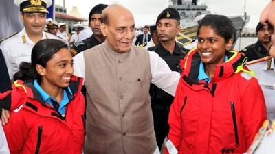 Lieutenant Commander Dilna K said it was a moment of great honour and pride for her and fellow officer Lieutenant Commander Roopa A. (X/ @prodefgau)