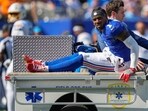 New York Giants wide receiver, Malik Nabers, got hurt in the second quarter against the Chargers at MetLife Stadium New York Giants wide receiver, Malik Nabers, got hurt in the second quarter against the Chargers at MetLife Stadium