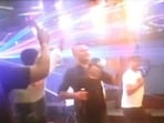 Officials said that Irshad Malik, having a history of crimes, was also seen in the CCTV footage while partying with the cops. (Video grab/HT Photos)
