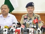 Punjab DGP Gaurav Yadav addresses a press conference in Amritsar on Monday. (Sameer Sehgal/HT)