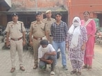 The arrested accused in police custody on Monday. (HT Photo) The arrested accused in police custody on Monday. (HT Photo)