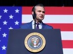 U.S. Defense Secretary Pete Hegseth speaks during a meeting of senior military leaders at Marine Corps Base Quantico in Quantico, Virginia, U.S., September 30, 2025. REUTERS/Kevin Lamarque