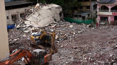Vilas Lakshri, a ground-floor resident of Pushpanjali CHS, in Vasai said, “I vacated my flat in December 2024, and I’m relieved that demolition has finally begun after months of delays due to the court case. Every monsoon, my flat would get waterlogged, and I was in desperate need of a new home.” (Deepak Turbhekar ) Vilas Lakshri, a ground-floor resident of Pushpanjali CHS, in Vasai said, “I vacated my flat in December 2024, and I’m relieved that demolition has finally begun after months of delays due to the court case. Every monsoon, my flat would get waterlogged, and I was in desperate need of a new home.” (Deepak Turbhekar )
