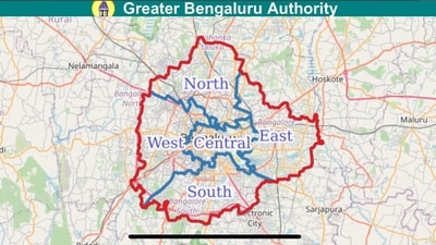 The Greater Bengaluru Authority's five new municipal corporations. The Greater Bengaluru Authority's five new municipal corporations.