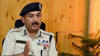 SD Singh Jamwal, Director General of Police (DGP) for the union territory of Ladakh, at a press conference in Leh on September 27, 2025. It was the day activist Sonam Wangchuk was picked up over violent protests in the Himalayan region. (AFP) SD Singh Jamwal, Director General of Police (DGP) for the union territory of Ladakh, at a press conference in Leh on September 27, 2025. It was the day activist Sonam Wangchuk was picked up over violent protests in the Himalayan region. (AFP)