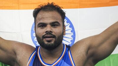 India's Sumit Antil after winning the men's javelin gold in the F64 category at the World Para Athletics Championships in New Delhi on Tuesday. (PTI) India's Sumit Antil after winning the men's javelin gold in the F64 category at the World Para Athletics Championships in New Delhi on Tuesday. (PTI)