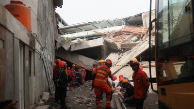 Rescue operations continue after the building collapse at the Al Khoziny Islamic boarding school in the East Java province. (AP)