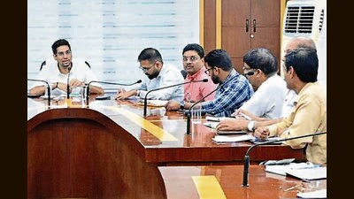 MC Commissioner Aaditya Dachalwal chairing a meeting with members of different markets associations at MC Zone D office in Ludhiana on Tuesday. MC Commissioner Aaditya Dachalwal chairing a meeting with members of different markets associations at MC Zone D office in Ludhiana on Tuesday.
