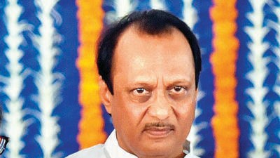 Mumbai, India - December 30, 2019: Rajesh Tope and Ajit Pawar along with their wives respectively during the swearing in ceremony for Maharashtra cabinet expansion at Vidhan Bhavan in Mumbai, India, on Monday, December 30, 2019. (Photo by Anshuman Poyrekar/Hindustan Times) (Anshuman Poyrekar/HT Photo)