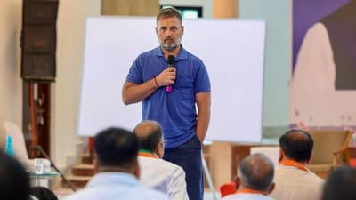 Congress leader Rahul Gandhi interacts with the party's district presidents at a training camp under 'Sangathan Srijan Abhiyan', in Junagadh, Gujarat. (X/@INCIndia) Congress leader Rahul Gandhi interacts with the party's district presidents at a training camp under 'Sangathan Srijan Abhiyan', in Junagadh, Gujarat. (X/@INCIndia)