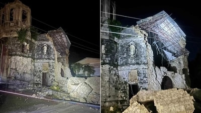 The 6.9-magnitude earthquake caused significant damage to a historic church in Bantayan. The 6.9-magnitude earthquake caused significant damage to a historic church in Bantayan.