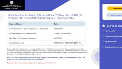 RBI Grade B Recruitment 2025: The window to apply for 120 Grade ‘B’ officer posts will close on September 30, 2025 at 6 PM. RBI Grade B Recruitment 2025: The window to apply for 120 Grade ‘B’ officer posts will close on September 30, 2025 at 6 PM.