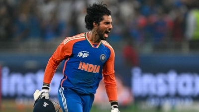 India's Tilak Varma celebrates victory at the end of the Asia Cup final. (AFP) India's Tilak Varma celebrates victory at the end of the Asia Cup final. (AFP)