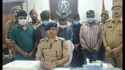 The accused in police custody in Lucknow. (HT)