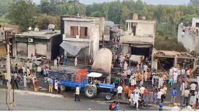 The incident had occurred on the night of August 22 when an LPG tanker collided with a pickup truck and triggered a blast that engulfed shops and houses at Mandiala village in Hoshiarpur district. (HT file photo) The incident had occurred on the night of August 22 when an LPG tanker collided with a pickup truck and triggered a blast that engulfed shops and houses at Mandiala village in Hoshiarpur district. (HT file photo)
