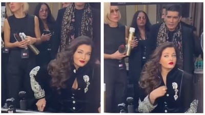 Manish Malhotra was also spotted backstage, giving final touches to Aish's look. 