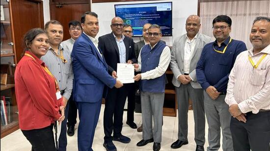 Navi Mumbai International Airport receives its aerodrome licence from DGCA Faiz Ahmed Kidwai. (X/navimumairport)