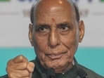 Defence minister Rajnath Singh addresses the 278th Annual Day celebrations of the Defence Accounts Department, in New Delhi, on Wednesday (PTI)