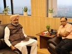 Finance minister Harpal Singh Cheema met 16th Finance Commission chairman Dr Arvind Panagariya in Delhi. (Sourced) Finance minister Harpal Singh Cheema met 16th Finance Commission chairman Dr Arvind Panagariya in Delhi. (Sourced)