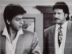 Shah Rukh Khan with Kiran Kumar in a still from the film. Shah Rukh Khan with Kiran Kumar in a still from the film.