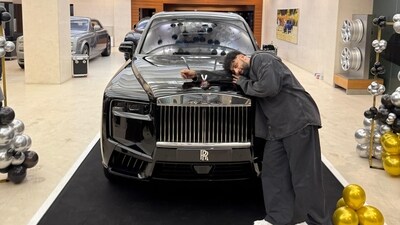 Rapper Badshah, with his new Rolls-Royce Cullinan, a glimpse of which he posted on social media.