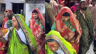 Every Navratri, on its eighth night, men of the Barot community perform Garba dressed in sarees. (@awesome.amdavad/Instagram) Every Navratri, on its eighth night, men of the Barot community perform Garba dressed in sarees. (@awesome.amdavad/Instagram)