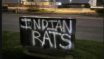 Graffiti was spraypainted at a prominent location next to a children’s park in the Greater Toronto Area of Mississauga over the weekend. (Coalition of Hindus of North America-X)