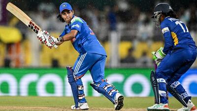 India allrounder Amanjot Kaur during her (L) vital innings of 57 on course to beating Sri Lanka the ICC Women's ODI World Cup at the Barsapara Cricket Stadium in Guwahati on Tuesday. (AFP) India allrounder Amanjot Kaur during her (L) vital innings of 57 on course to beating Sri Lanka the ICC Women's ODI World Cup at the Barsapara Cricket Stadium in Guwahati on Tuesday. (AFP)