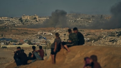 Strikes hit the Nuseirat refugee camp in central Gaza. (AP) Strikes hit the Nuseirat refugee camp in central Gaza. (AP)