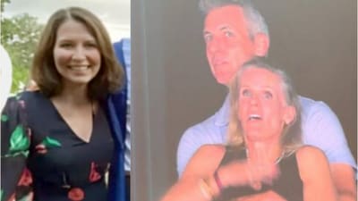 Megan Kerrigan (L, Source: Megan Kerrigan on Facebook) and the 'kiss cam' photo of Andy Byron with Kristine Cabot. (X and Facebook) Megan Kerrigan (L, Source: Megan Kerrigan on Facebook) and the 'kiss cam' photo of Andy Byron with Kristine Cabot. (X and Facebook)