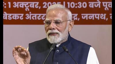 Prime Minister Narendra Modi at the RSS centenary celebrations. (PTI) Prime Minister Narendra Modi at the RSS centenary celebrations. (PTI)