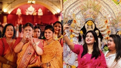 Pandal hopping, from the cultural hub of CR Park to Gurugram’s vibrant celebrations, is a cherished festive ritual for many residents of Delhi-NCR. (Photos: Raj K Raj/HT and Yogendra Kumar/PTI)) Pandal hopping, from the cultural hub of CR Park to Gurugram’s vibrant celebrations, is a cherished festive ritual for many residents of Delhi-NCR. (Photos: Raj K Raj/HT and Yogendra Kumar/PTI))
